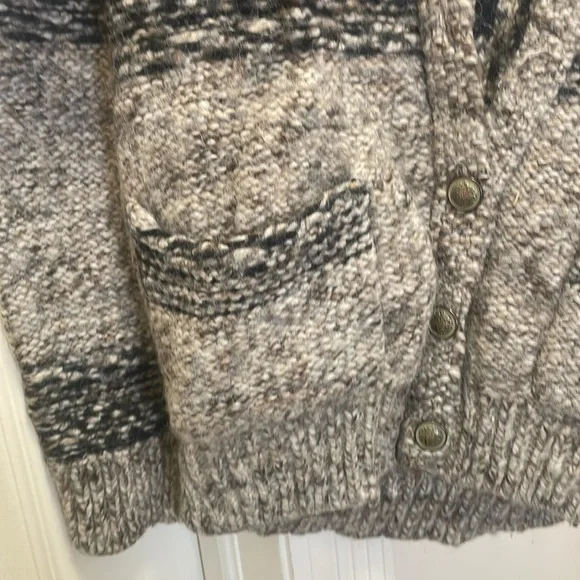Aritzia - Wilfred Free - Wool Alpaca Blend Cardigan Sweater - Grey / Black - XS - Picture 12 of 13